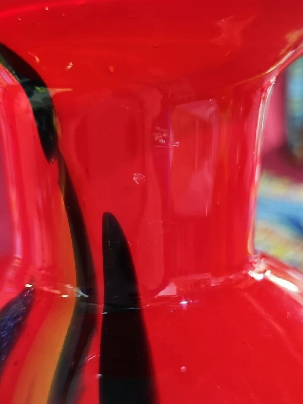MCM Holmegaard Style Red Cased Art Glass Vase Carnaby Era